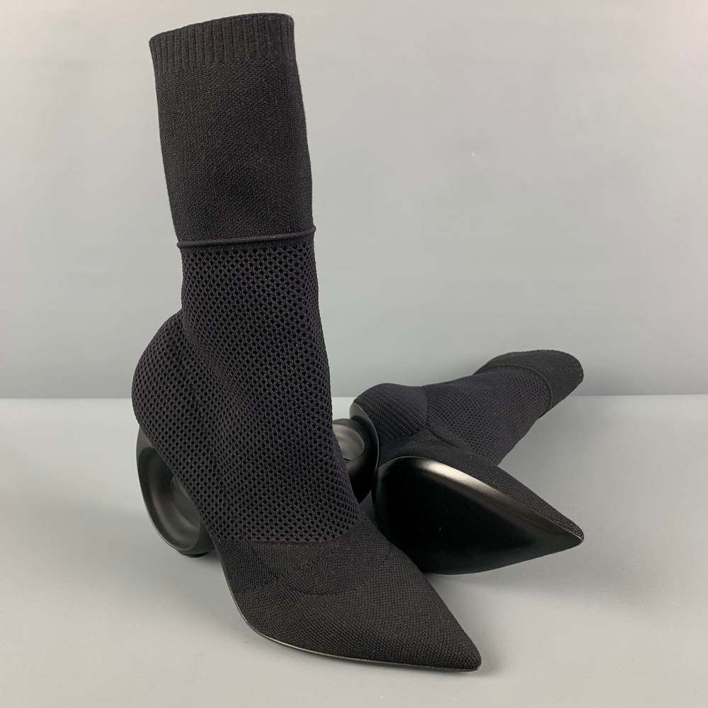 BURBERRY Black Nylon Knitted Pointed Toe Boots - Picture 3 of 7